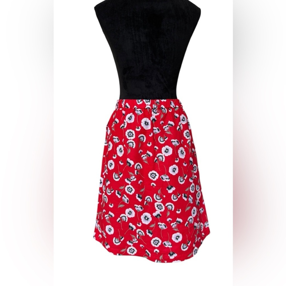 J. Crew Floral linen blend Red Women's Skirt Size Small​​